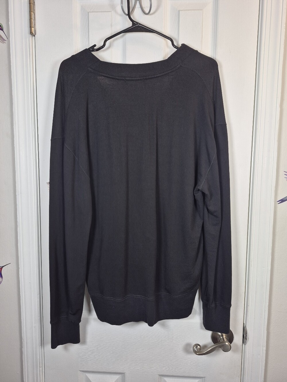 Rag & Bone New York Slouchy Black Knit Top Relaxed Deep V Neck Size Medium - Picture 2 of 5